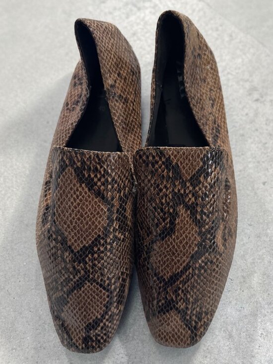 Zara Shoes - ZARA Snakeskin Slip‑On Mules Square Toe Brown Black Reptile Print